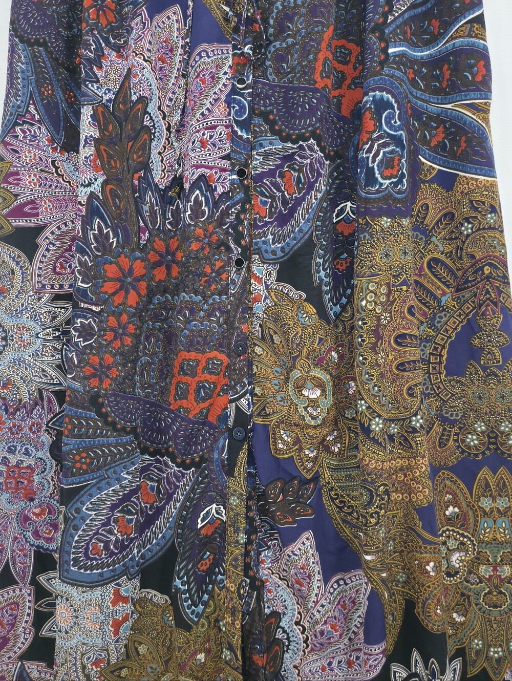 Anthropologie Vanessa Virginia Paisley Maxi Skirt Boho Button Front Slit Medium - Picture 5 of 16